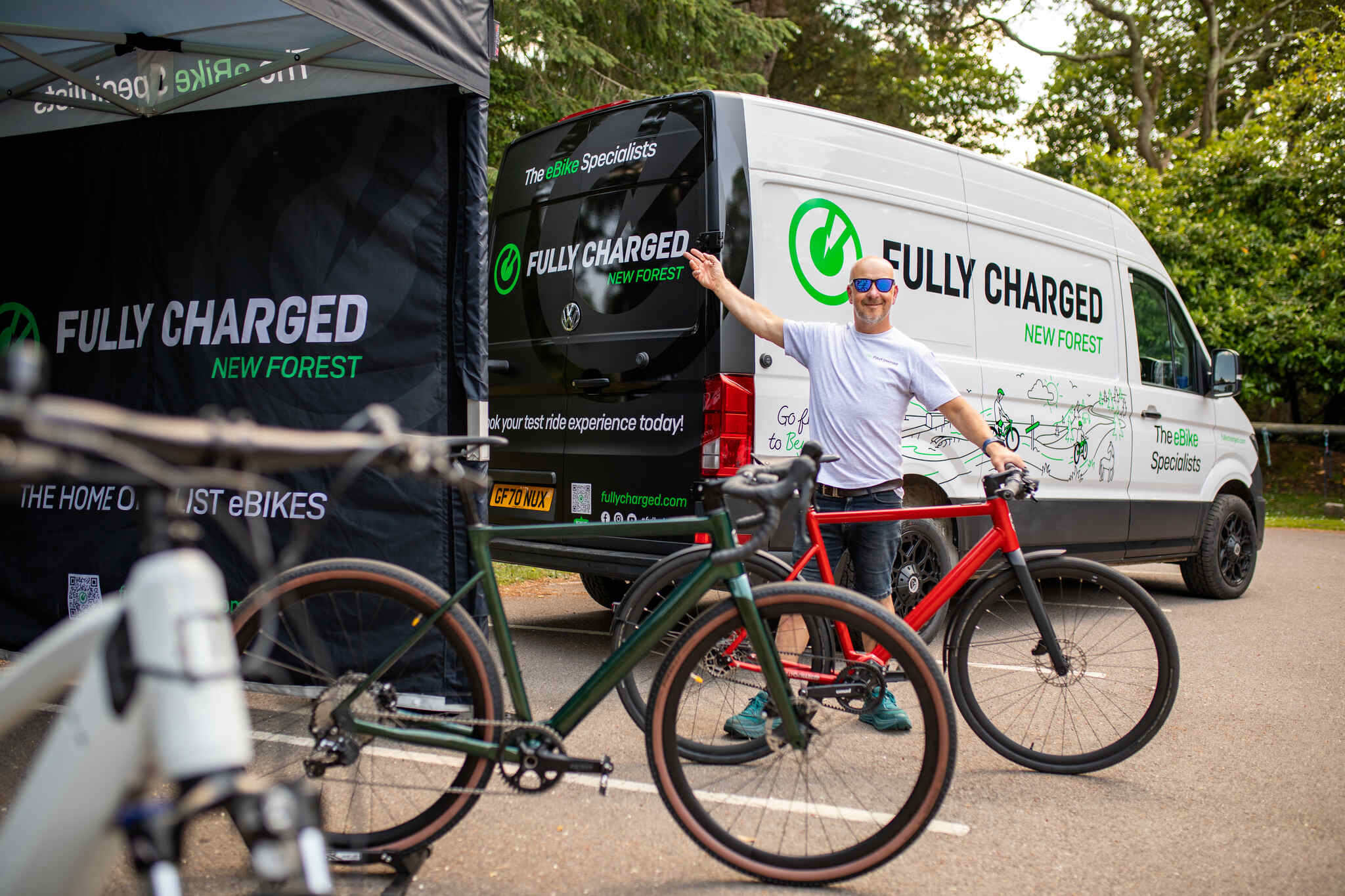 Steve Kitchin outside Fully Charged New Forest eBike shop