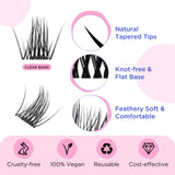 Bepholan 144Pcs Cluster Individual Eyelashes Extensions Thin Band & Soft 605-Clear